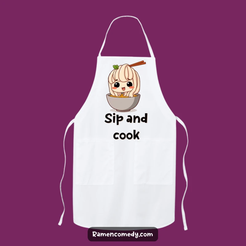Funny Kitchen Apron: Udon Noodle Broth Sip, Humorous and Practical Funny Gift for Chefs