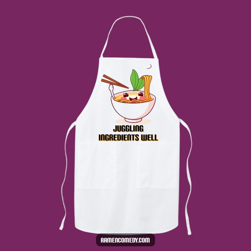 Funny Ramen Chef Apron: Happy Bowl's Juggling, Humorous Kitchen Wear