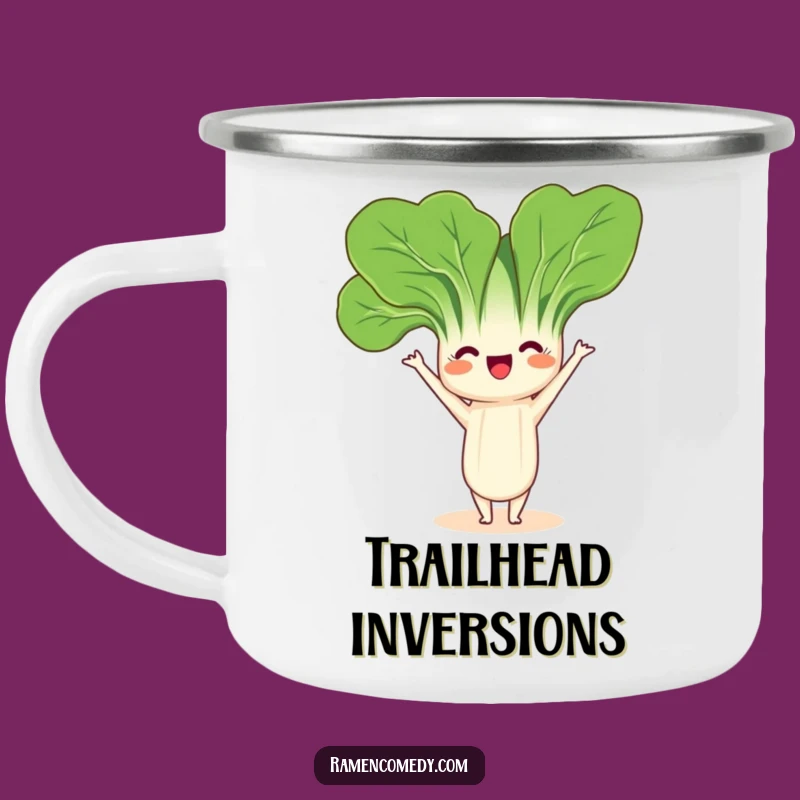 Adventure Funny Bok Choy Headstand Camping Mug: Outdoor Yoga Fun