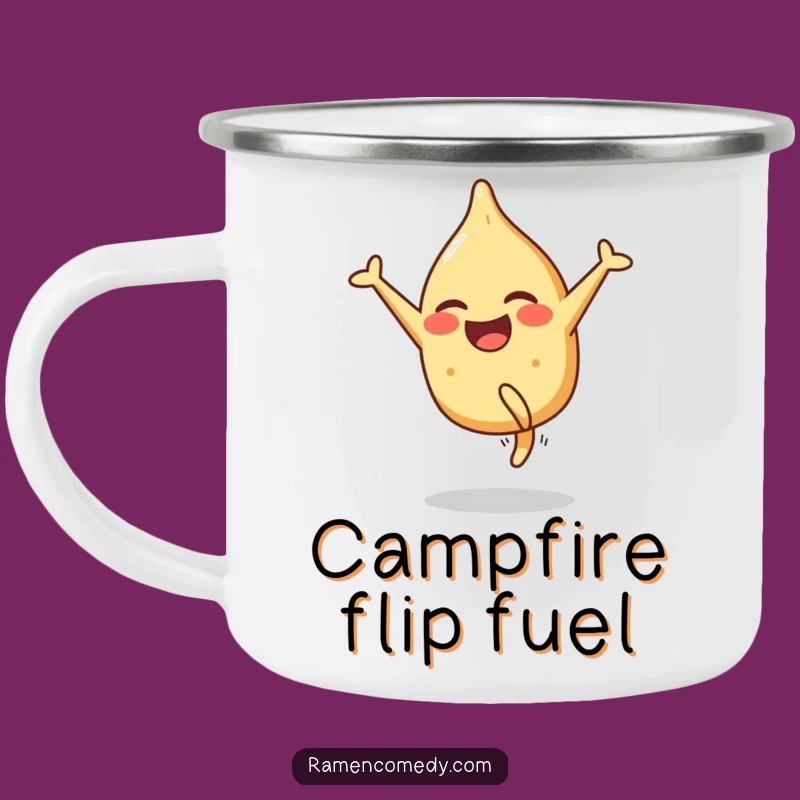Funny Gyoza Cartwheel Camping Mug: Smiling Dumpling's Outdoor Fun, Perfect Funny Gift