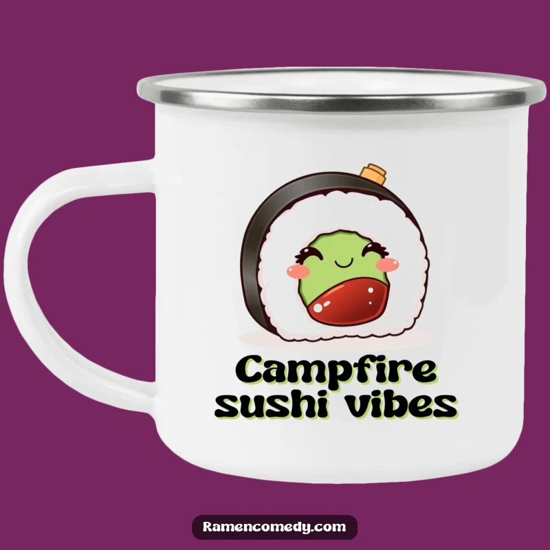 Funny Camping Mug: Winking Sushi for Outdoor Bites