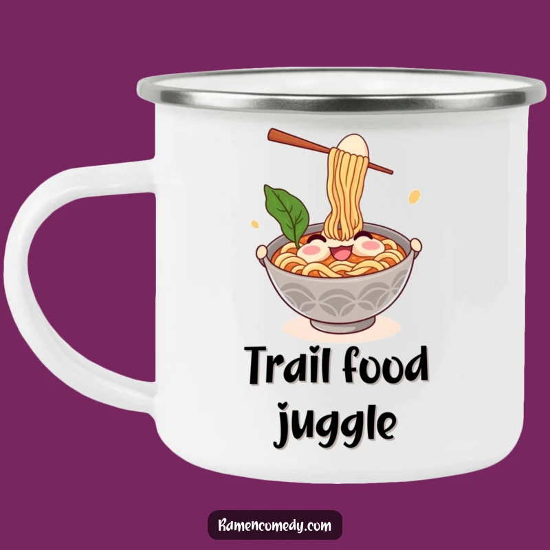 Funny Ramen Camping Mug: Outdoor Juggler Coffee Cup, Hilarious Adventure Gift