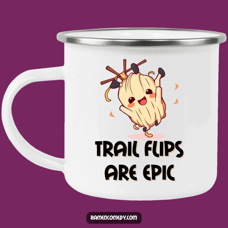 Funny Ramen Noodle Camping Mug - Adventure Character Drinkware, Gift!