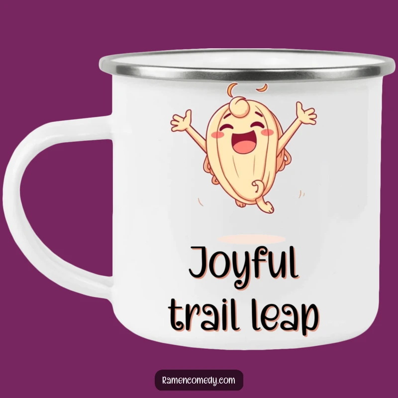 Funny Udon Leap Camping Mug: Adventure Fuelled by Excited Noodle Jumps!