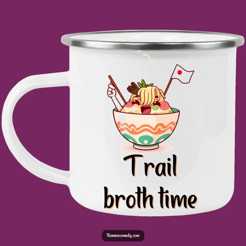Funny Ramen Flag Camping Mug: Adventure-Ready Cheer