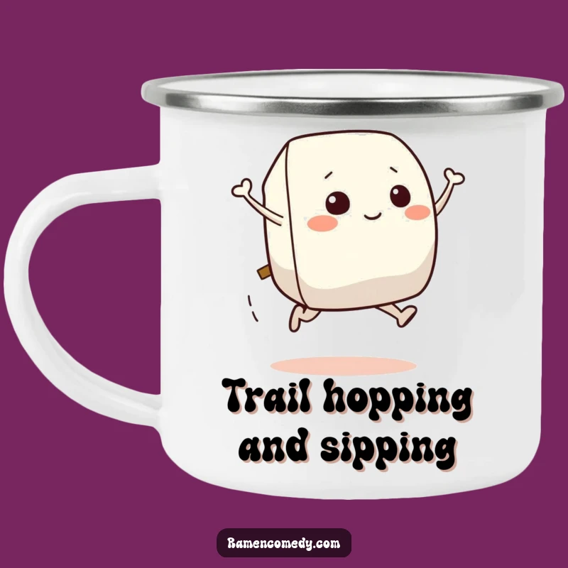 Funny Jumping Onigiri Camping Mug - Energetic Outdoor Foodie Gear