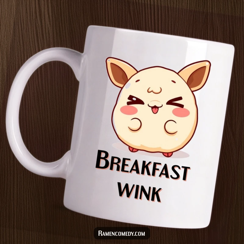 Funny gleeful gyoza character winking slyly, radiating playful energy and a hint of mischievous fun.