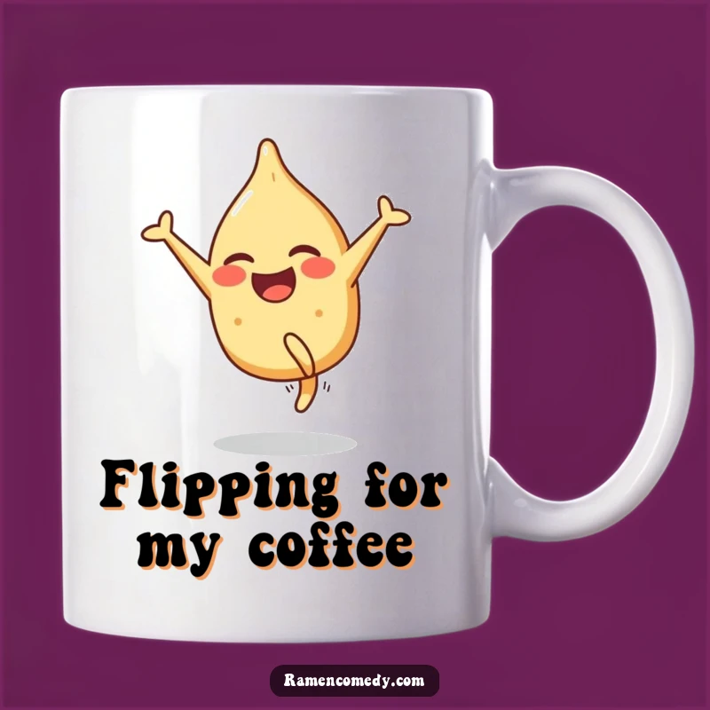 Funny Gyoza Cartwheel Mug: Smiling Dumpling Fun, Perfect Funny Gift