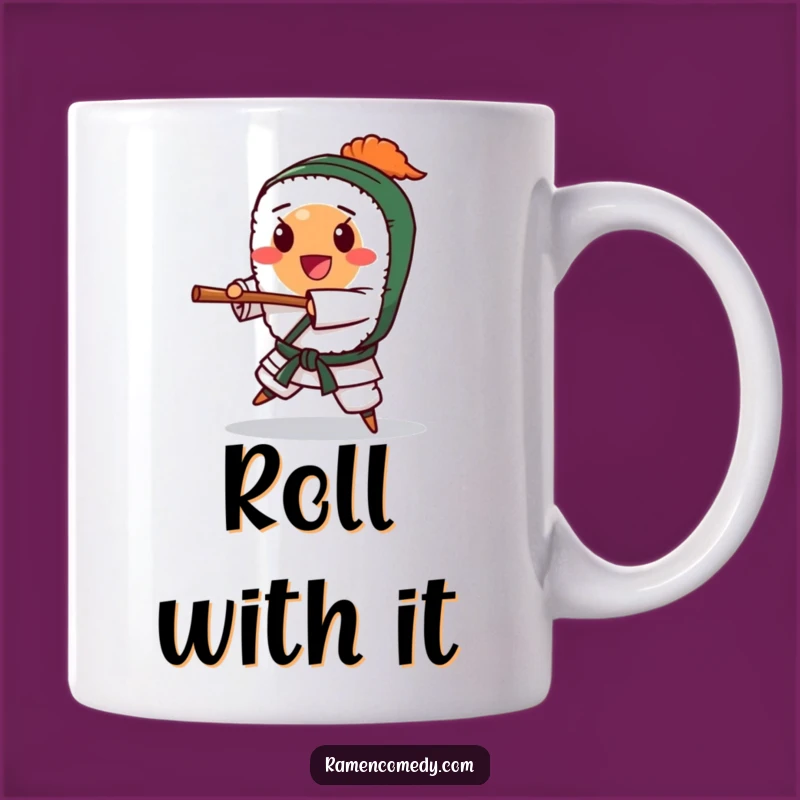 Funny Happy Sushi Karate Chop Mug - Hilarious Foodie Funny Gift