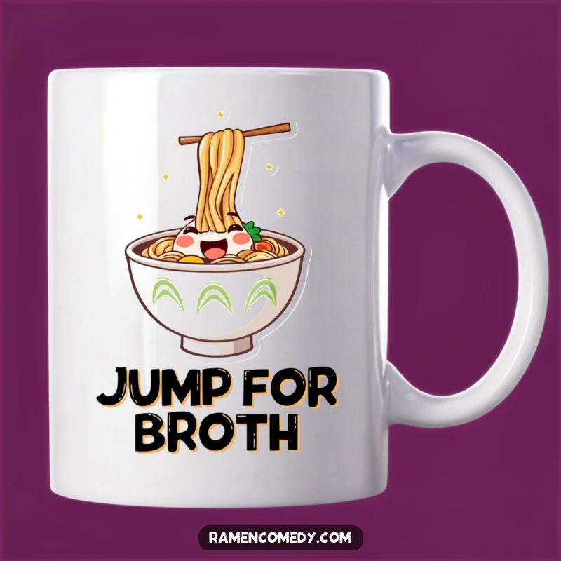 Funny Jumping Ramen Mug: Happy Noodle Bowl Joy, Perfect Humorous Gift
