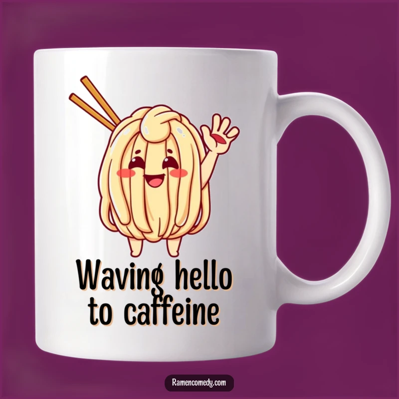 Funny Waving Udon Mug - Cheerful Noodle Gift for Food Lovers
