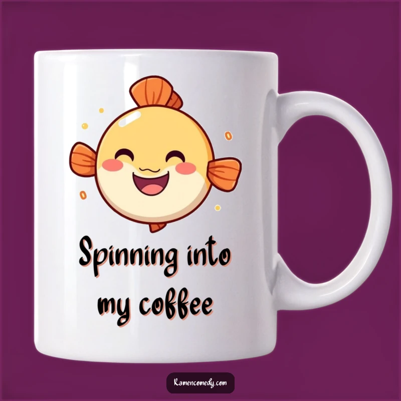 Funny Narutomaki Mug: Cheerful Spinning Fish Cake Gift for Ramen Fans