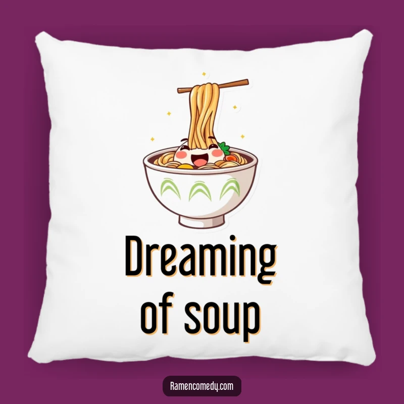Funny Ramen Jumper Pillow: Happy Noodle Bowl Cushion, Humorous Gift