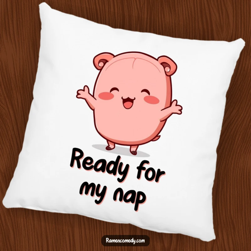 Funny chashu pork pillow, happy dancing slice, cute ramen character cushion.