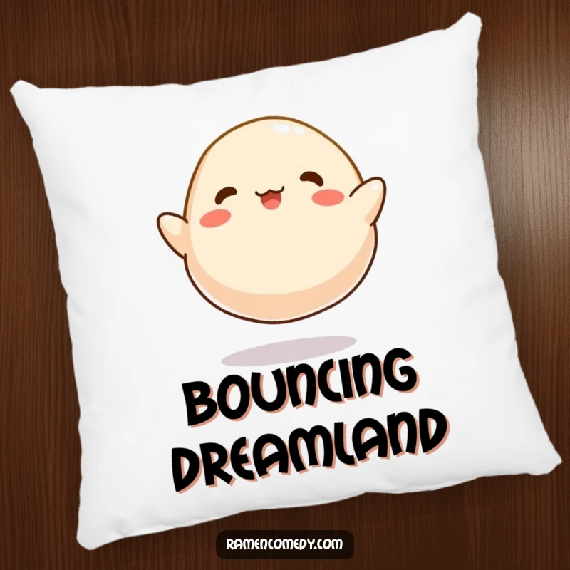 Funny Dumpling Bounce Pillow, a cartoonish dumpling happily bouncing like a tiny ball, for cozy comfort.
