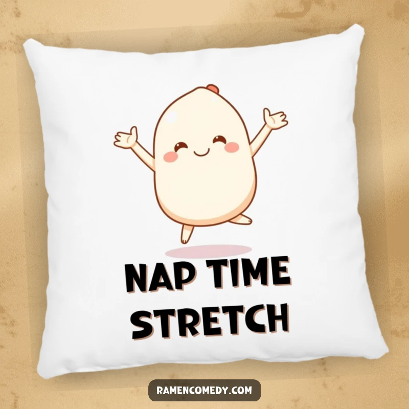 Funny mochi pillow featuring a smiling character bouncing with stretchy arms, offering soft comfort and cute humor.