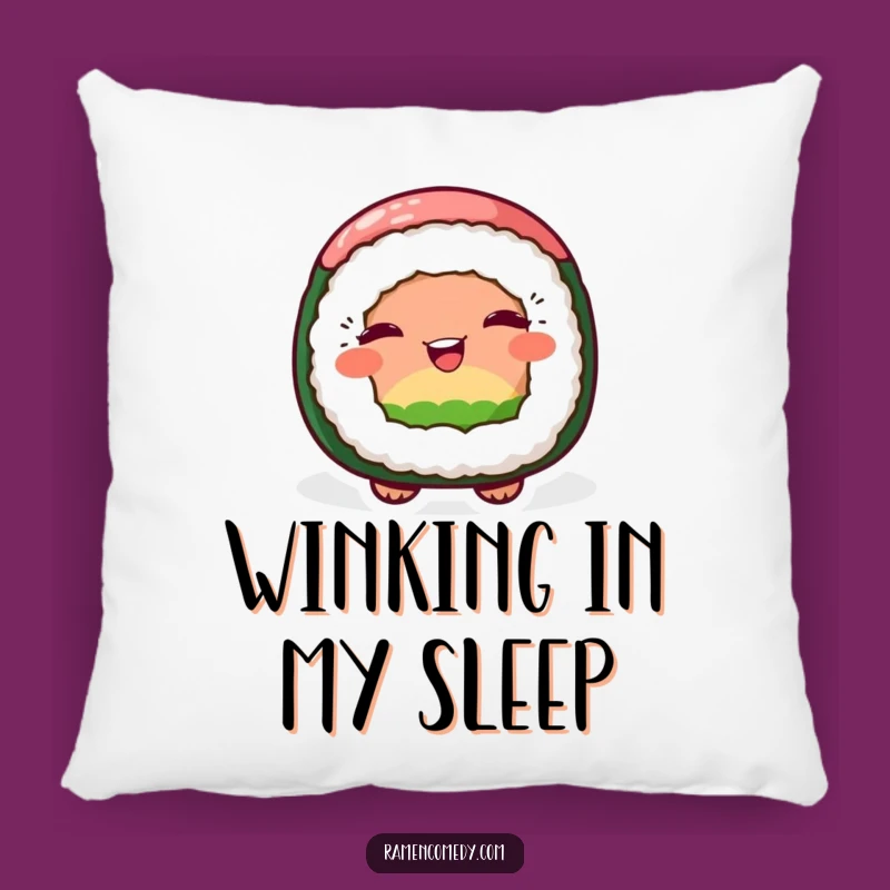 Funny Sushi Wink Pillow: Cheerful Roll's Cozy Surprise, Cozy and Humorous
