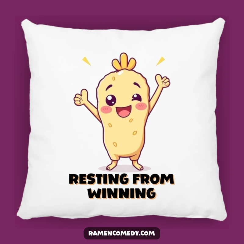 Funny Tempura Victory Pillow: Cozy Comfort with a Winning Pose!
