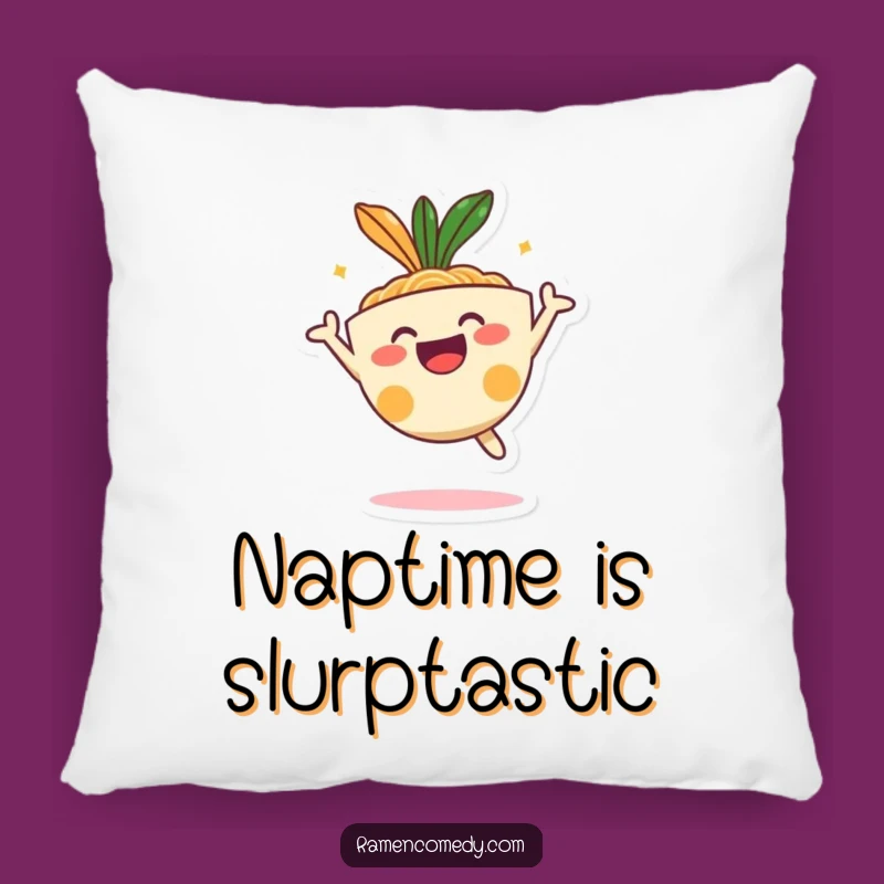 Funny Happy Ramen Bowl Jumping Pillow - Cozy Foodie Decor