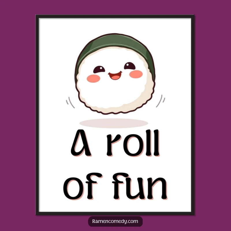 Funny Smiling Sushi Spinning Digital Art - Playful Foodie Decor
