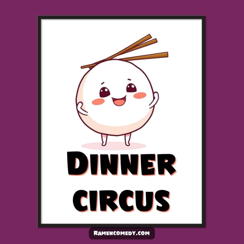 Funny Onigiri Juggling Chopsticks Digital Art - Instant Humorous Foodie Decor