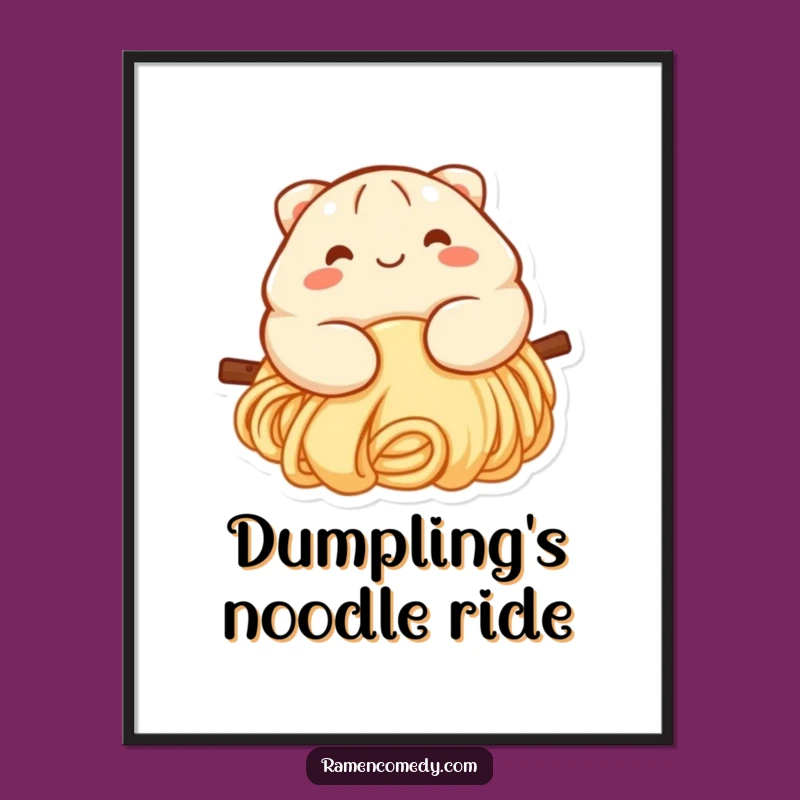 Funny Dumpling Noodle Slide Print - Cute Food Art for Your Home
