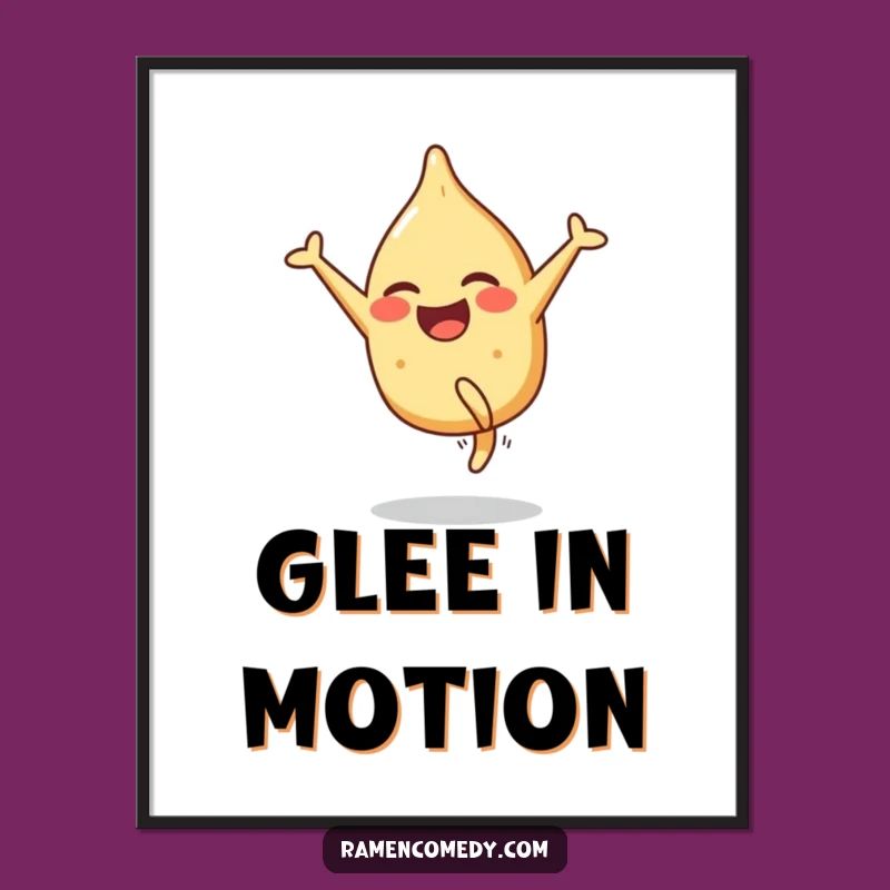 Funny Gyoza Cartwheel Digital Art: Smiling Dumpling, Joyful Funny Gift Print