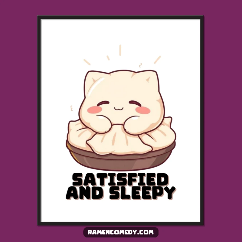 Funny Gyoza Digital Art: Napping Character, Instant Funny Gift
