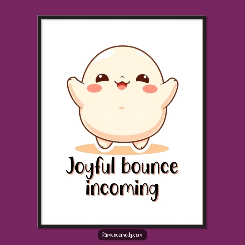 Funny Dumpling Bounce Digital Art: Instant Joyful Decor with Hilarious, Happy Food Character