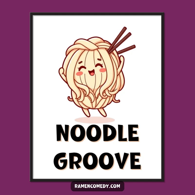 Funny Happy Udon Noodle Digital Art: Printable Dancing Character Funny Gift