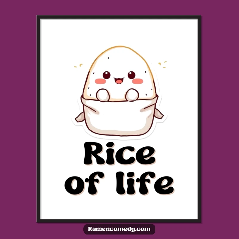 Funny Onigiri Digital Art Print: Playful Rice Ball Character for Instant Joy