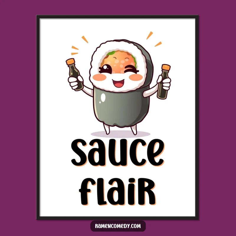 Funny Sushi Roll Wink Digital Print: Instant Hilarious Decor