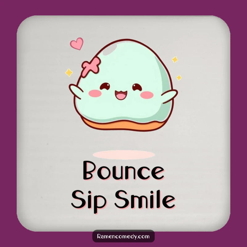 Funny Drink Coaster: Bouncing Mochi, Protects Surfaces with Hilarious Funny Gift Charm