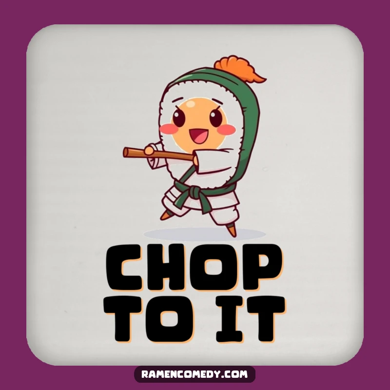 Funny Happy Sushi Karate Chop Coaster - Protect Surfaces Funny Gift