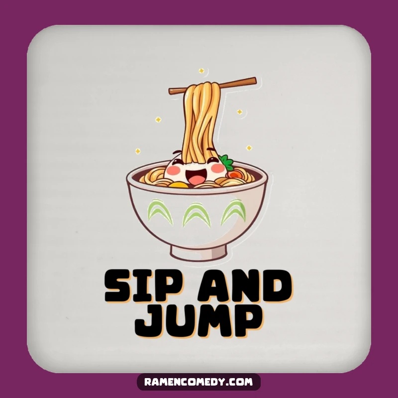 Funny Jumping Ramen Coaster: Happy Noodle Bowl Protector, Humorous Gift