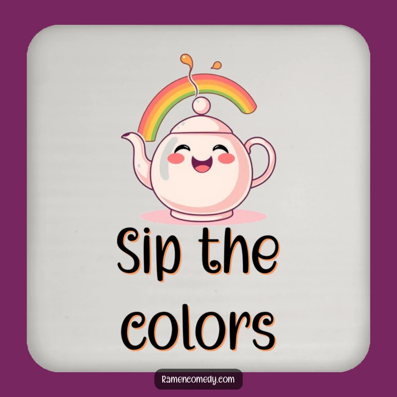 Funny Rainbow Teapot Drink Coaster: Protect Surfaces with Whimsy