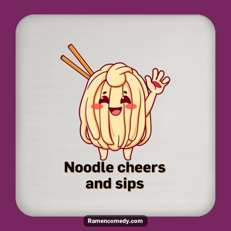 Funny Waving Udon Drink Coaster - Cheerful Surface Protection