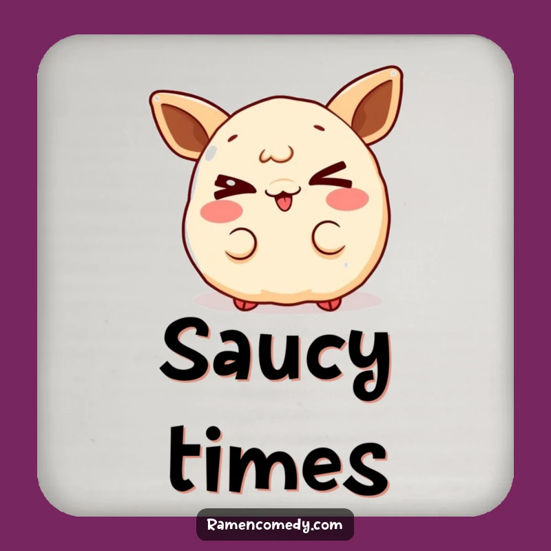 Funny Gyoza Wink Drink Coaster - Protect Surfaces with Playful Humor