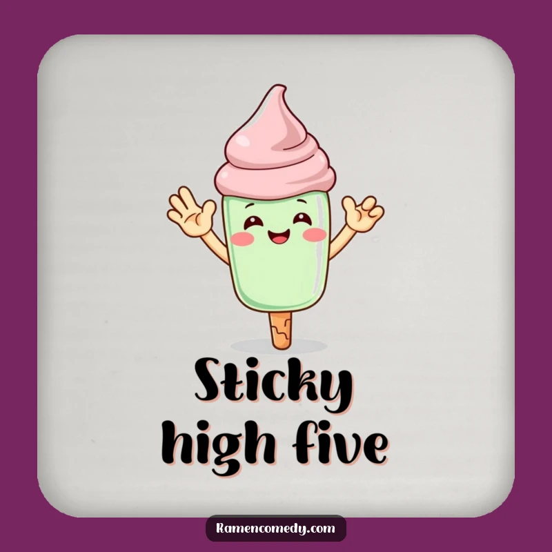 Funny Matcha Ice Cream High-Five Coasters: Cool Protection for Your Table