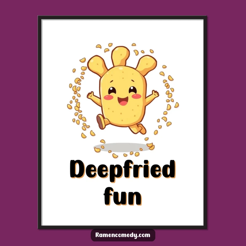 Funny Tempura Poster: Joyful Leaper Tempura Art, Hilarious Kitchen Decor