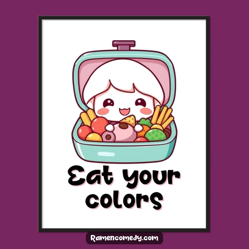 Funny Bento Box Poster: Colorful Character Art, Unique Gift