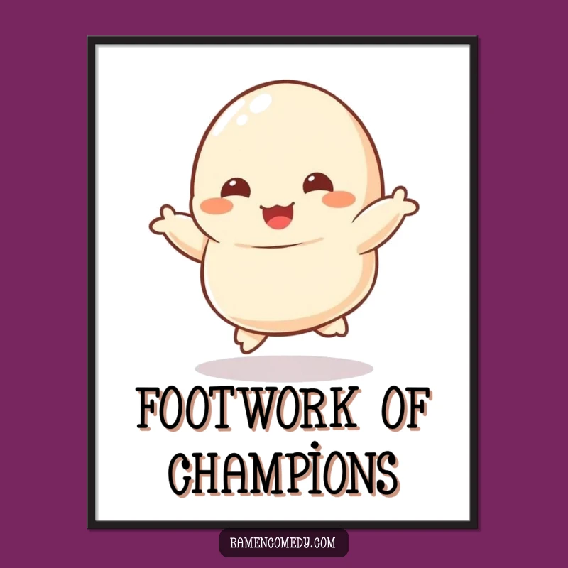Funny Dumpling Dance Poster - Joyful Kicking Character Art, Vibrant Funny Gift