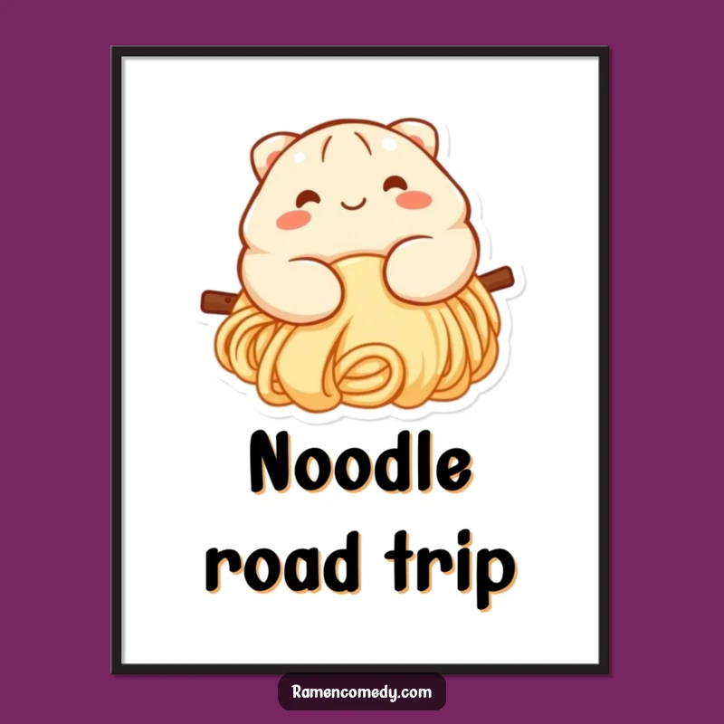 Funny Dumpling Noodle Slide Poster - Cute Food Art for Your Walls
