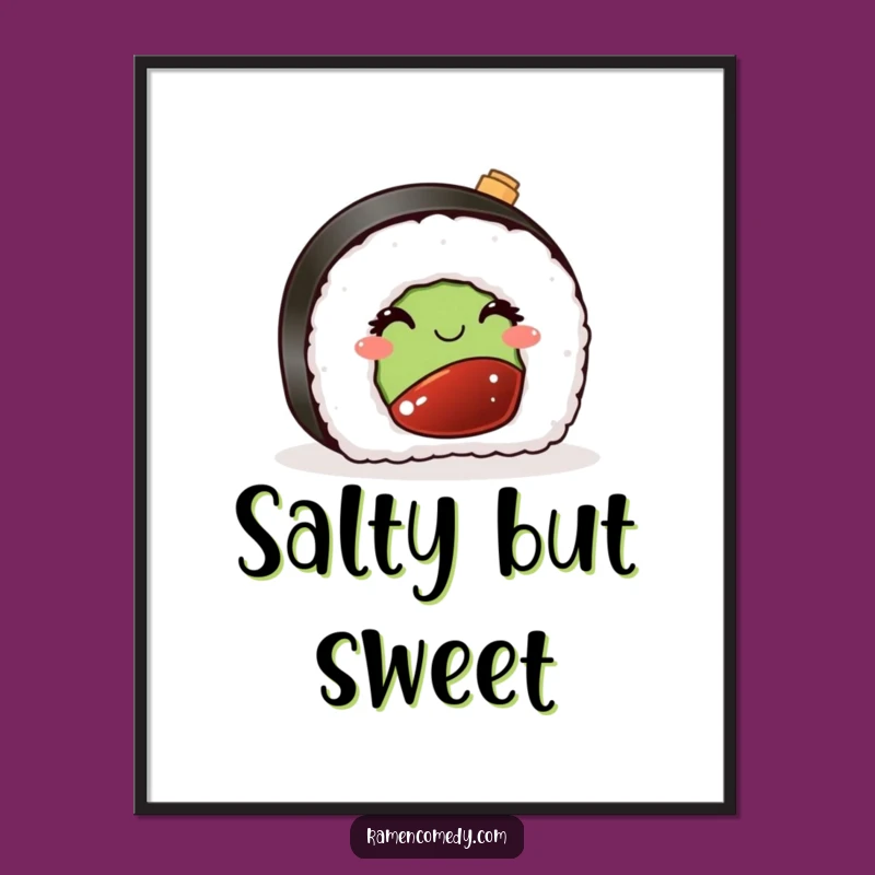 Funny Sushi Poster: Winking Nigiri & Soy Sauce Art