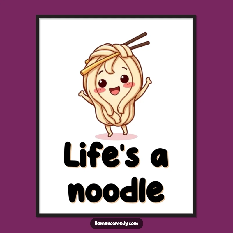 Funny Udon Noodle Poster: Joyful Dancing Character Art, a Delicious Funny Gift