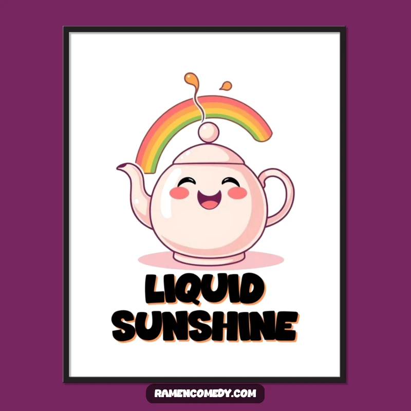 Funny Rainbow Spout Poster: Whimsical Teapot Art for Cheerful Decor