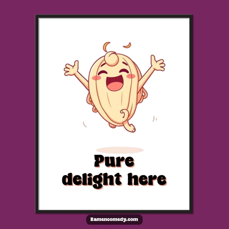 Funny Udon Leap Poster: Excited Noodle Art for a Joyful Space!