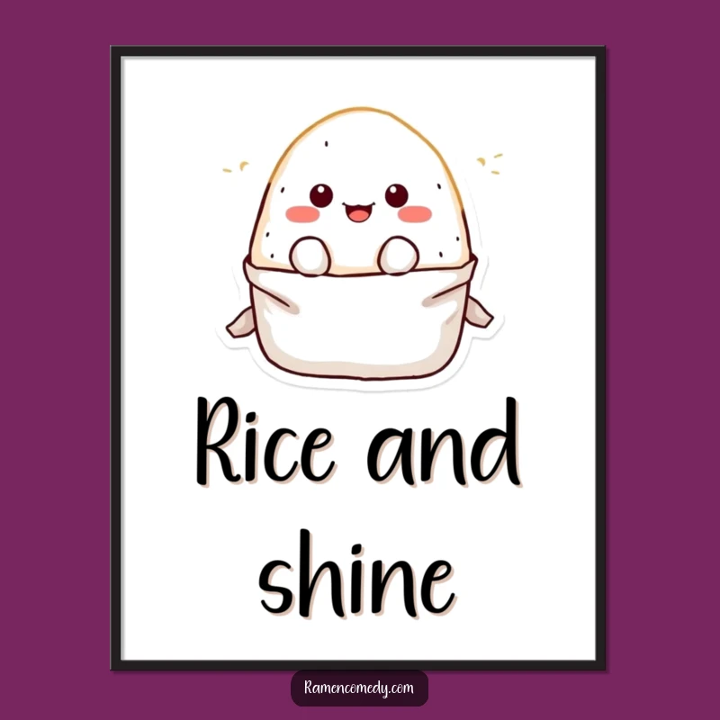 Funny Onigiri Poster: Playful Rice Ball Character Art for Kitchen and Room Decor