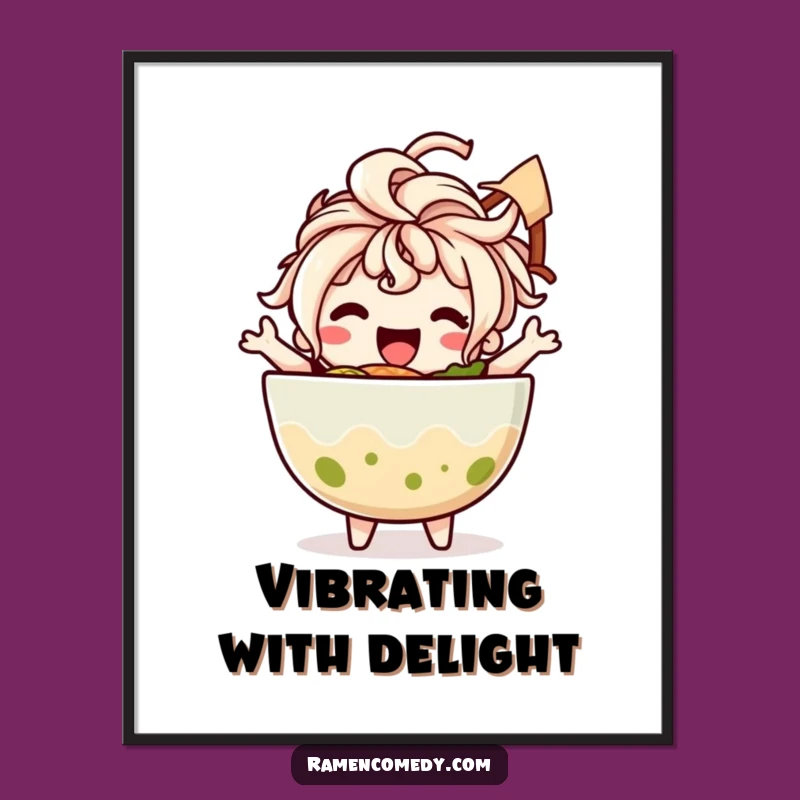 Funny Ramen Dance Poster: Happy Noodle Character, Joyful Funny Wall Art Gift