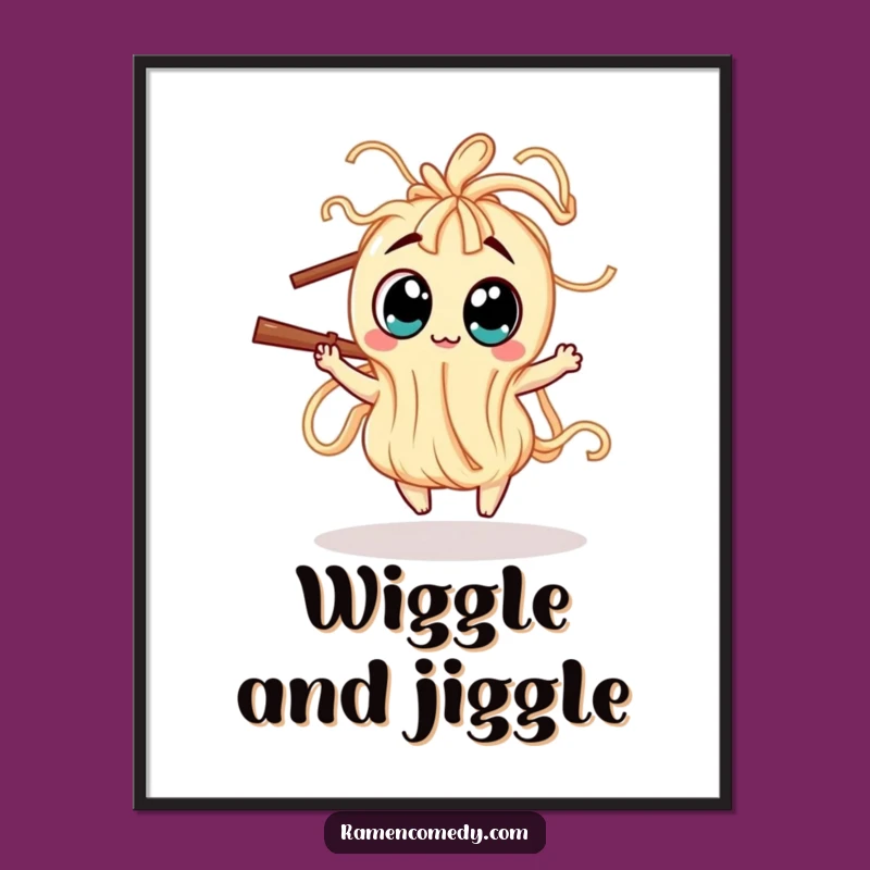 Funny Wiggly Noodle Poster: Dancing Creature Art, Humorous Gift Decor